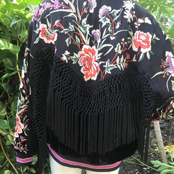 Vintage velvet fringed embroidered jacket - Picture 8 of 8